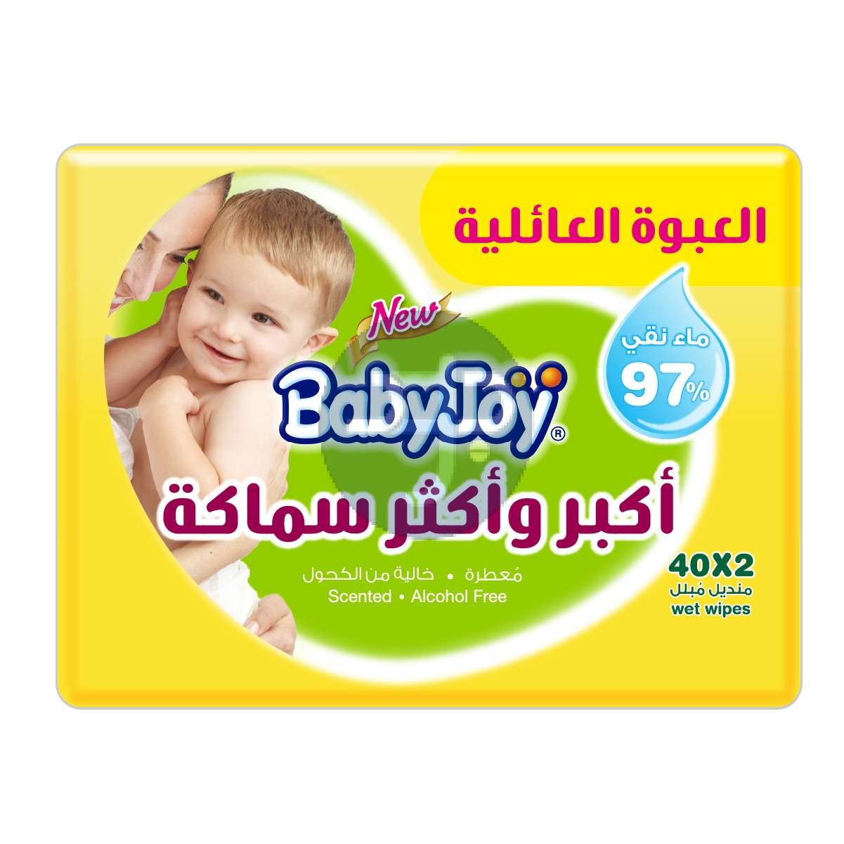Product-بيبي جوي مناديل مبللة للأطفال أكثر سمكا وأكبر ، 97 ٪ ماء نقي ، بابونج ، عائلي 2 * 40 ، عبوة من 80 مناديل مبللة للأطفال