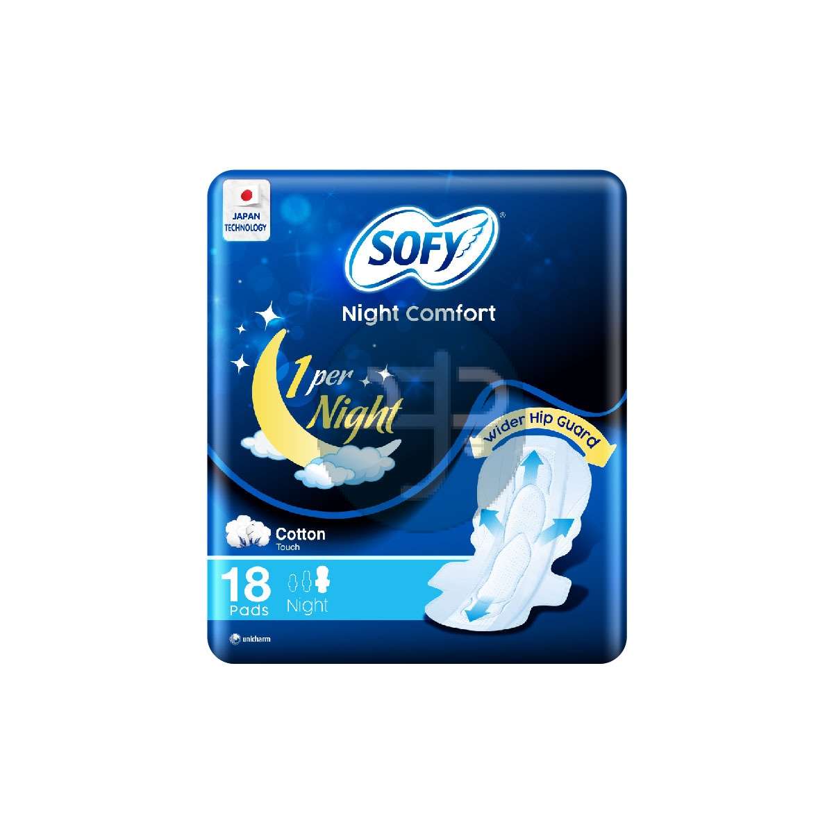 Product-SOFY Night Comfort Sanitary Pads with Wings, 35 cm, Pack of 18 Pads