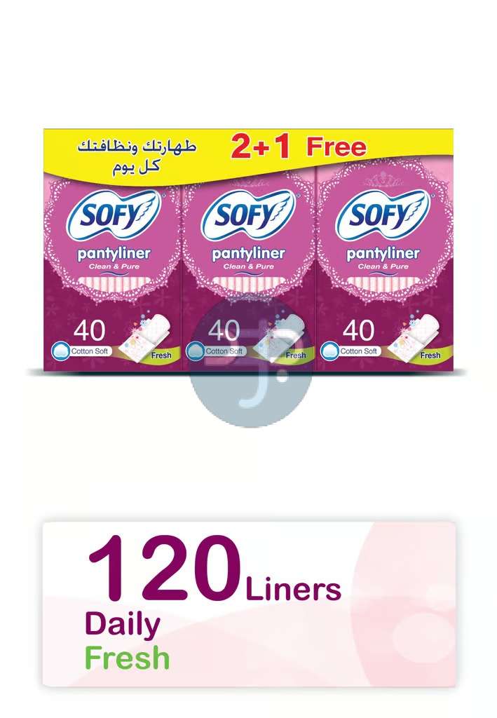 Product-SOFY Clean & Pure Daily Panty Liners, Fresh Scent, Pack of 120 Panty Liners (80 + 40 Free)