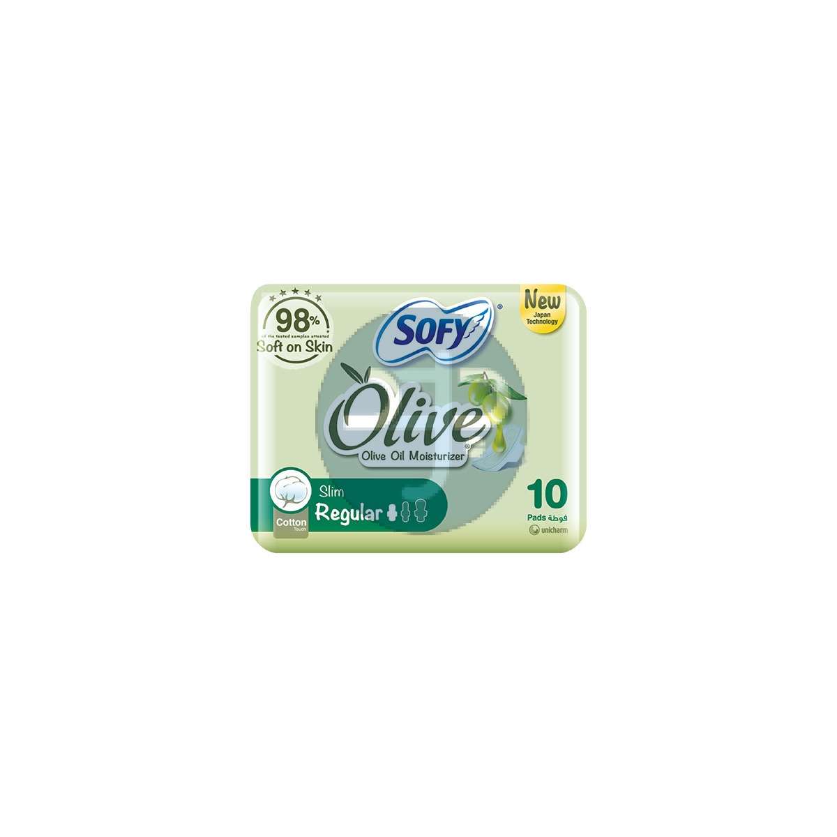 Product-SOFY Olive Sanitary Pads With Wings, Slim, Regular 23 cm, Pack of 10 Pads