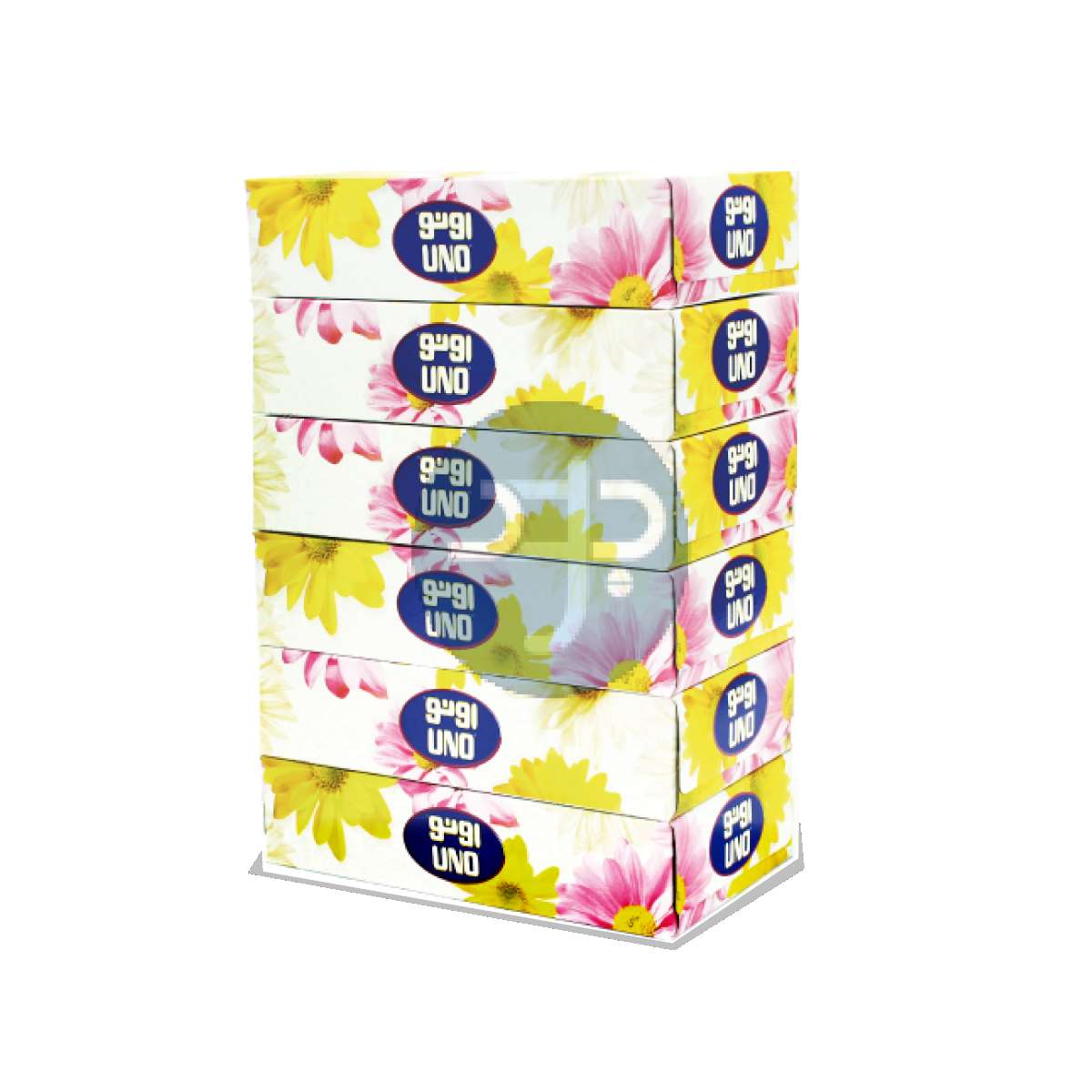 Product-UNO Plus Hard-Pack Facial Tissue, 100 Sheets x 2 Ply,6 Pcs