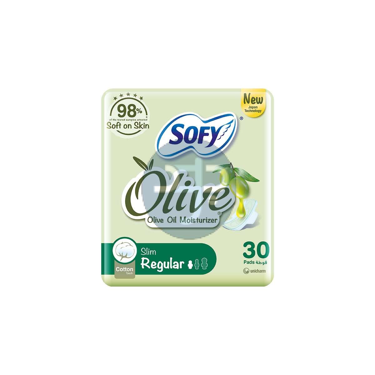 Product-SOFY Olive Sanitary Pads With Wings, Slim, Regular 23 cm, Pack of 30 Pads