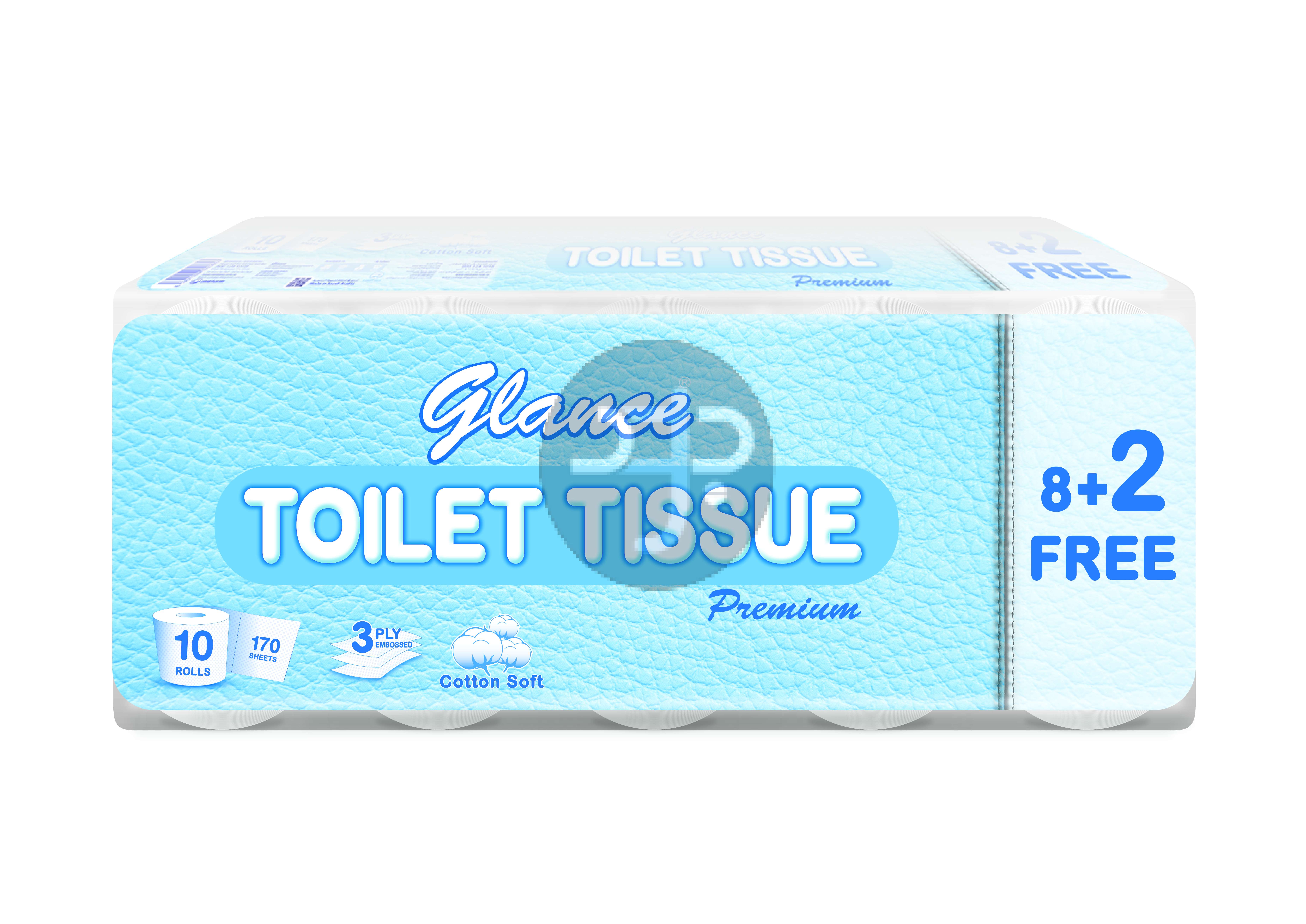 Product-Glance Toilet Tissue 280 Sheets 6 Packs 8+2 Roll